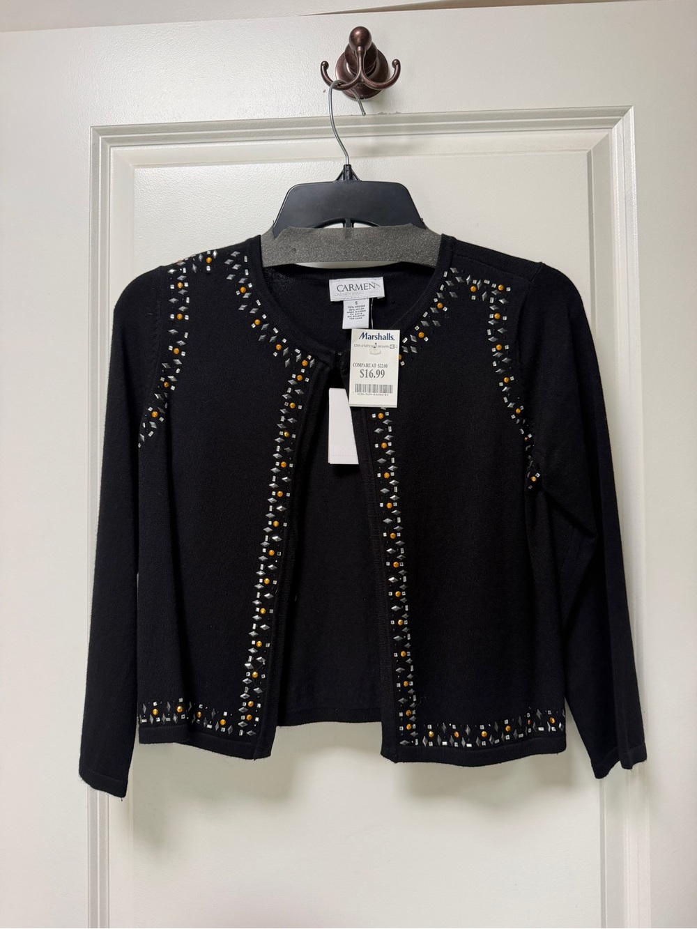 Black Embellished Open-Front Cardigan Jacket